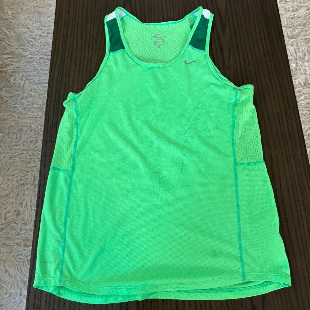 Nike Running Singlet Men's Size Medium - Green/Dark Green/White